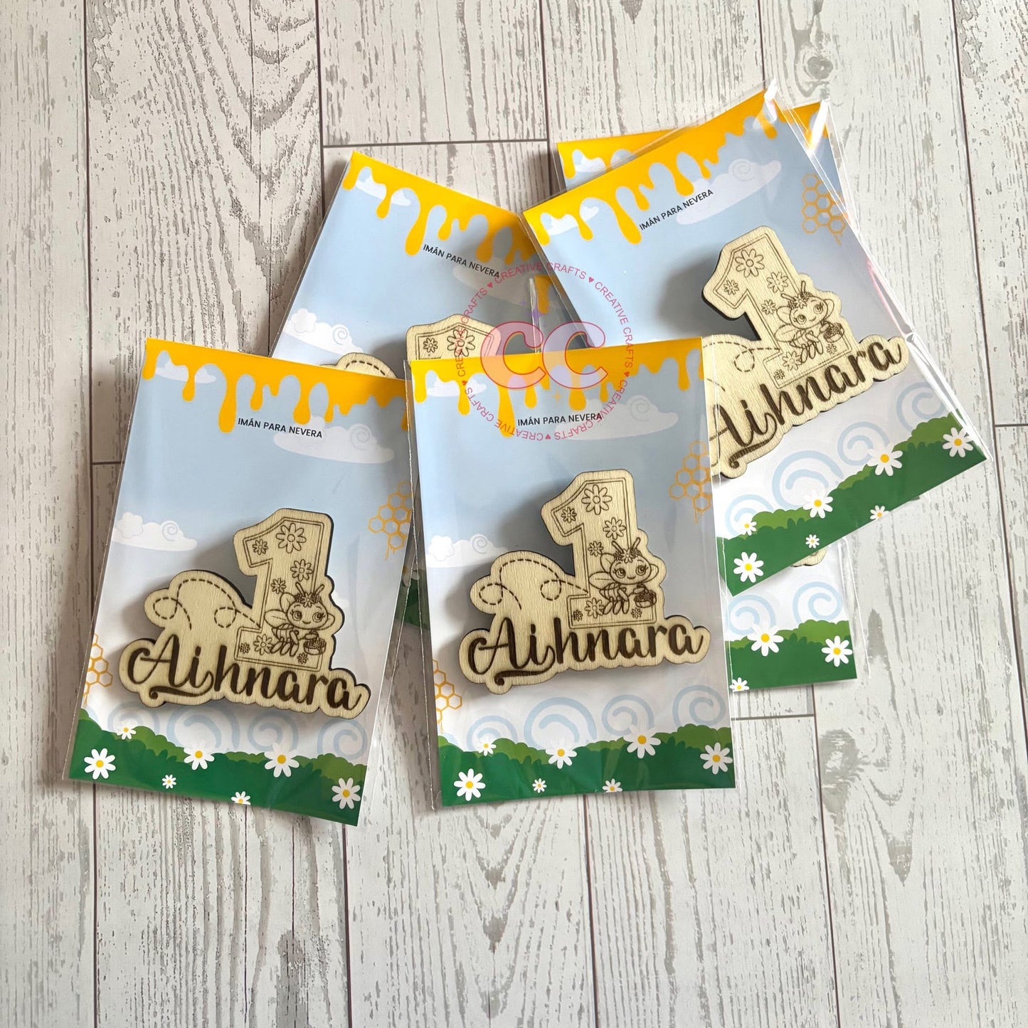 Imán en Madera grabado en Laser