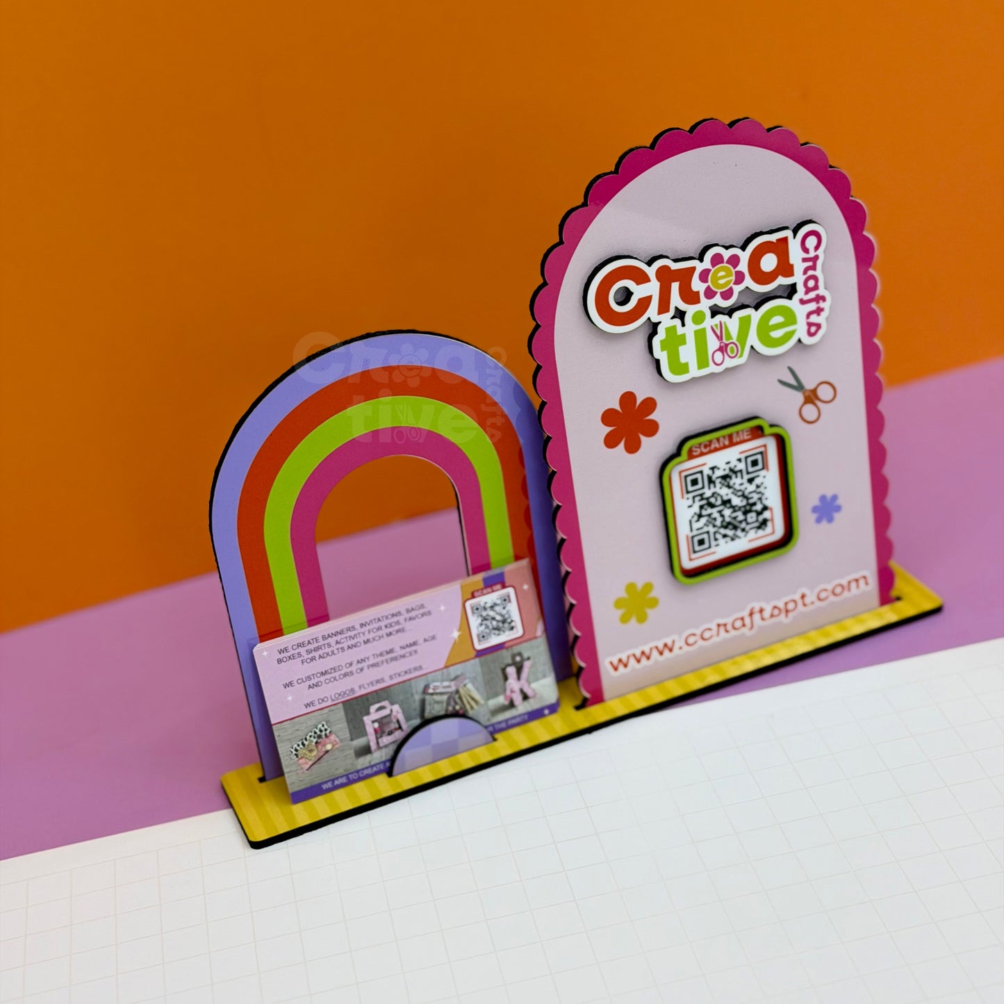 Social Sign + Business Cards Stand